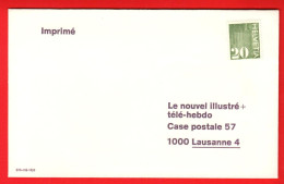 ZVR-31 Lettre Imprimé Avec Timbre 20 Ct. Non Oblitéré Vers Télé-Hebdo Lausanne - Briefe U. Dokumente