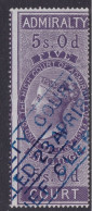 GB  QV  Fiscals / Revenues Admiralty Court 5/- Very Fine Used Barefoot 9 - Revenue Stamps