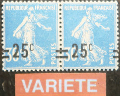 R1118(2)/230 - 1926/1927 - TYPE SEMEUSE CAMEE - (PAIRE) N°217 TIMBRES NEUFS** LUXE - VARIETE >>> Surcharges à Cheval - Neufs