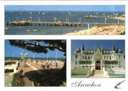 CPM 33 (Gironde) Arcachon - Les Plages, Les Jetées Et Le Casino TBE Multivues - Casinos
