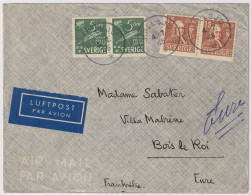 SUÈDE / SWEDEN - 1945 2xFacit F321aA & 2xF359A On Cover From MULLSJÖ To Bois-le-Roi, France - Brieven En Documenten