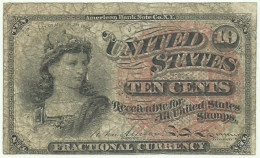 U. S. A. - 10 Cents - 3.3.1863 - Pick: 115 - Fractional Currency - 1863 : 4° Edizione