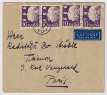 SUÈDE / SWEDEN - 1948 2xFacit F376BB (4xF376B) On Cover From LUND To Paris, France - Covers & Documents