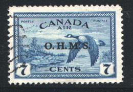OHMS Overprint  On  7¢ Canada Geese Airmail Sc CO1  Used - Sovraccarichi
