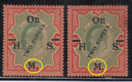 EFO 'M' Ovpt. Variety, TWO RUPEES (2r On 10r), British India Used 1925, SERVICE, SGO101 (MNH & MH) Edward  (Tropical) - 1902-11 Koning Edward VII