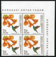 Türkiye 2022 Mi 4724 MNH Hummingbird And Flower, Everyday Life In Nature [Block Of 4] - Hummingbirds