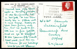 Ref 1620 - 1964 Postcard - Aerial View Of Parliament Canada - 4c Rate With Good Slogan - Brieven En Documenten
