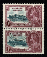 Ref 1621 - Falkland Islands KGV 1935 Silver Jubilee Pair 1/= (2) SG 3142 - Fine Used Stamps - Falkland