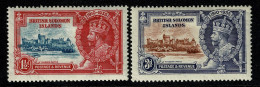 Ref 1621 - British Solomon Islands KGV 1935 Silver Jubilee (2) SG 53/54 - Mounted Mint Stamps - British Solomon Islands (...-1978)