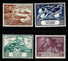 Ref 1621 - Pitcairn Islands KGVI  1949 U.P.U. Set SG 13/16 - Mounted Mint Stamps - Pitcairninsel