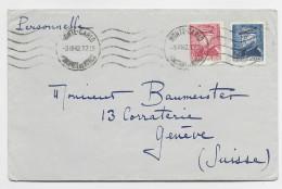 MONACO 1FR50+2FR50 LETTRE COVER MEC MONTE CARLO 3.III.1942 POUR SUISSE AU TARIF - Brieven En Documenten