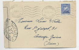 MONACO 4FR BLEU SEUL LETTRE   COVER MONACO CONDAMINE  16.IV .1945 POUR SUISSE AU TARIF CENSURE LYY - Covers & Documents