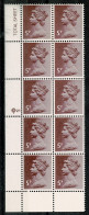 Ref 1623 -  GB Machins Questa 5p Cyl 21 - Block Of 10 MNH Stamps (Blotchy Print) - Feuilles, Planches  Et Multiples