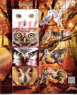 2017.11.30. Polish Birds - Owls MNH Sheet (ZA) - Neufs