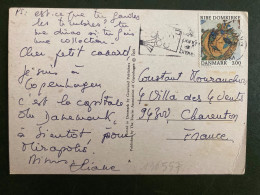 CP Pour La FRANCE TP RIBE DOMKIRKE 3.00 OBL.MEC.27 9 87 KOPENHAVN - Briefe U. Dokumente