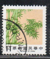 CHINA REPUBLIC CINA TAIWAN FORMOSA 1984 1986 FLORA BAMBOO 11$ USED USATO OBLITERE - Used Stamps