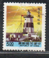 CHINA REPUBLIC CINA TAIWAN FORMOSA 1991 1992 LIGHTHOUSE 5$ USED USATO OBLITERE' - Gebraucht