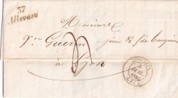 France Marcophilie - Cursive 37 / Allevard - 1842 - Avec Texte - Indice 13 - TB - 1801-1848: Vorläufer XIX