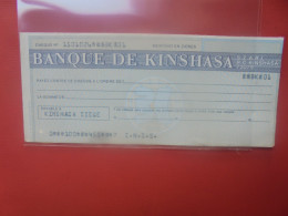 CONGO BANQUE De KINSHASA Chêque Années 70s - Democratische Republiek Congo & Zaire