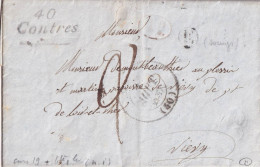France Marcophilie - Cursive 40 / Contres - 1837 - Avec Texte - Indice 11 - TB - 1801-1848: Voorlopers XIX