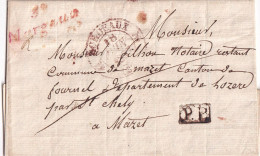 France Marcophilie - Cursive 32 / Margaux En Rouge & PP - 1837 - Avec Texte - Indice 10 - TB - 1801-1848: Précurseurs XIX