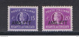 TRIESTE  A:  1949/52  RECAPITO  AUTORIZZATO  -  S. CPL. 2  VAL. N. -  SASS. 4/5 - Steuermarken