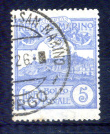 1925 SAN MARINO N.118 5 LIRE Oltremare USATO - Used Stamps