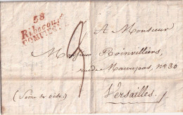 France Marcophilie - Cursive 58 / Ribecourt / COMPIEGNE En Rouge - 1853 - Avec Texte - Indice 19 - TB - 1801-1848: Précurseurs XIX