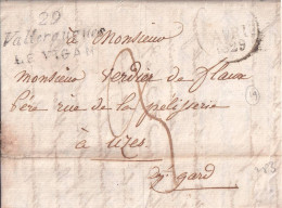 France Marcophilie - Cursive 29 / Valleraugue / LE VIGAN - 1829 - Avec Texte - Indice 17 - Certificat Pothion - TB - 1801-1848: Vorläufer XIX