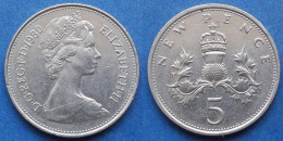 UK - 5 New Pence 1980 "crowned Thistle" KM# 911 Elizabeth II Decimal Coinage (1971-2022) - Edelweiss Coins - 5 Pence & 5 New Pence