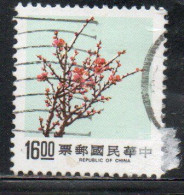 CHINA REPUBLIC CINA TAIWAN FORMOSA 1984 1986 FLORA FLOWERS 16$ USED USATO OBLITERE - Gebraucht