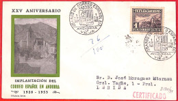 Aa0399 - Spanish  ANDORRA - POSTAL HISTORY - FDC COVER   1953  Architecture - Covers & Documents