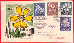 Aa0400 - Spanish  ANDORRA - POSTAL HISTORY -  FDC COVER   1966 FLOWERS - Covers & Documents