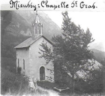 74  / MIEUSSY / CHAPELLE SAINT GRAS  / DEBUT 20 EME  / PLAQUE DE VERRE PHOTO STEREO / TRES BEAU CLICHE - Mieussy