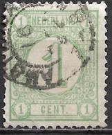 Plaatfout Golflijn Rond 1 Rechts Gebroken In 1876 Cijfertype 1 Cent Groen NVPH 31 P 2 - Variétés Et Curiosités