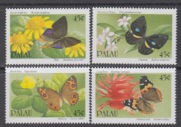 Palau N° 325 / 28 XX Faune Et Flore : Papillons Et Fleurs ( III ) Les 4 Valeurs Détachées, Sans Charnière, TB - Palau