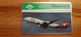 Phonecard United Kingdom BT 407A - Airplane, Qantas, Boeing 747 1.500 Ex. - BT Commemorative Issues