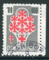 YUGOSLAVIA 1989 Red Cross Anti-TB Week Tax  650 On 400 D. Overprint (Slovenia Only) Used. Michel Uncatalogued. - Wohlfahrtsmarken