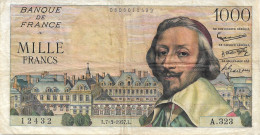 FRANCE * 1000 Francs * Richelieu * Date 07/03/1957 * Fay. 42.25 * Etat/Grading TTB/VF * - 1 000 F 1953-1957 ''Richelieu''