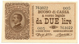 2 LIRE BUONO DI CASSA EFFIGE VITTORIO EMANUELE III 02/09/1914 QFDS - Regno D'Italia – Other