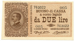 2 LIRE BUONO DI CASSA EFFIGE VITTORIO EMANUELE III 02/09/1914 QFDS - Sonstige