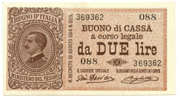 2 LIRE BUONO DI CASSA EFFIGE VITTORIO EMANUELE III 28/12/1917 SPL+ - Otros