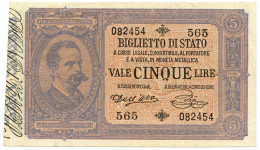 5 LIRE BIGLIETTO DI STATO EFFIGE UMBERTO I 06/08/1889 BB/SPL - Andere