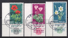 Israel 1959 11th Anniversary Of Independence - Tab - Set CTO Used (SG 161-163) - Used Stamps (with Tabs)