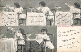 CPA - Enfant - Enfant Attablé Buvant Du Vin - Bavoir - Carte Postale Ancienne - Humorous Cards