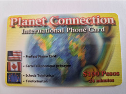 MEXICO $ 100 PESOS   PREPAID WORLD FONE WORLD/ THICK CARD    /  FLAGS      ** 13961** - Mexique