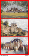 3 CPA Illustrateur E. BOURGEOIS. Les Châteaux De La Loire.  Chambord / Amboise / Chenonceaux..*7841 - Bourgeois