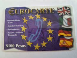 MEXICO $ 100 PESOS   PREPAID WORLD FONE WORLD/ THICK CARD    /  FLAGS      ** 13963** - Mexico