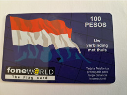 MEXICO $ 100 PESOS   PREPAID WORLD FONE WORLD/ THICK CARD    /  FLAGS      ** 13965** - Mexico