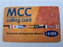 MEXICO $ 100 PESOS   PREPAID WORLD FONE WORLD/ THICK CARD    /  FLAGS      ** 13966** - Mexico
